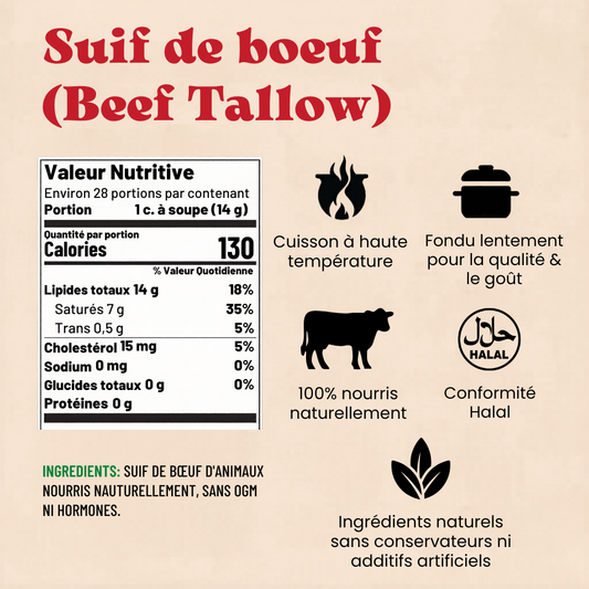 Suif de Boeuf (Beef Tallow) Bio & Halal