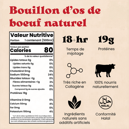 Bouillon d'Os de Boeuf Halal & Bio